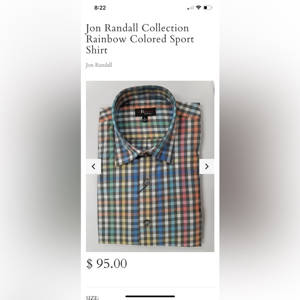 NWOT Jon Randall Rainbow Sports shirt XL - Picture 2 of 7
